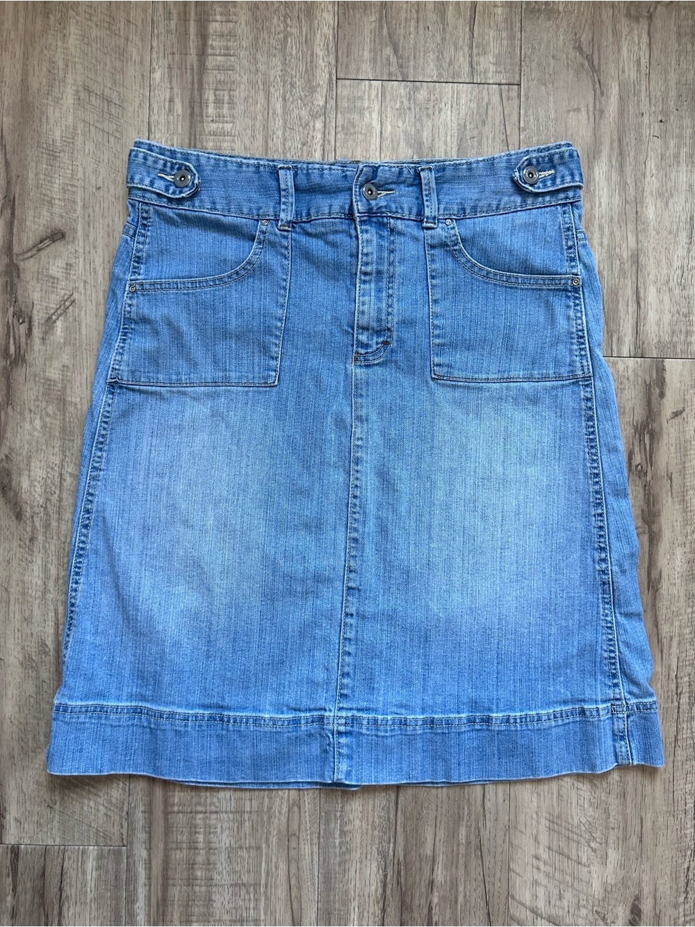 Cotton blend denim jean midi skirt country prairie cottagecore stampede